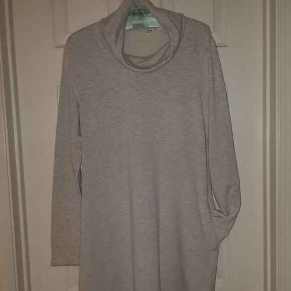 Gap Cowl-Neck Swing Sweatshirt Dress Heather Grey Pockets M - Picture 3 of 6